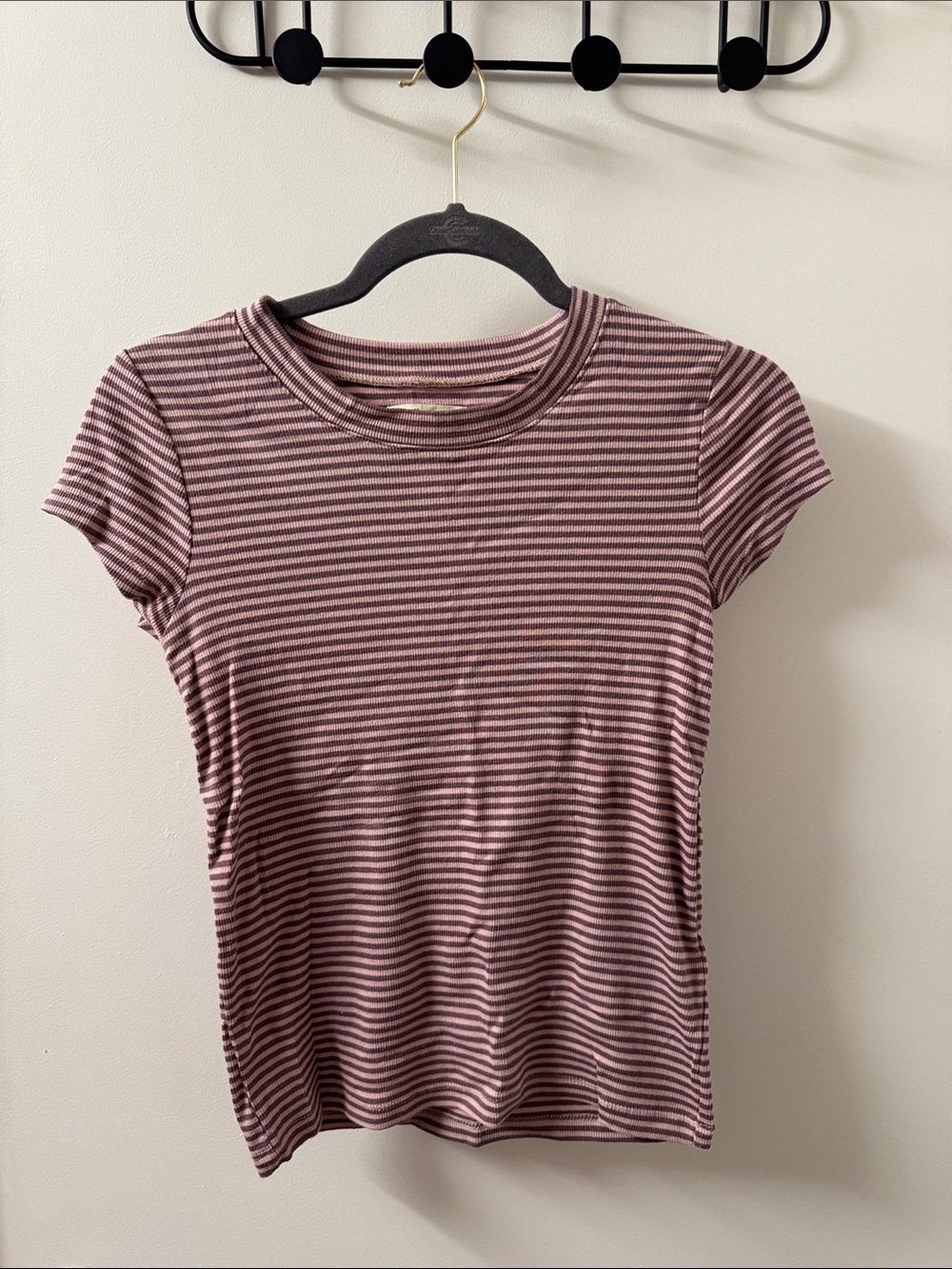 Madewell Striped Short-Sleeve Crewneck Tee in Mauve and Ivory